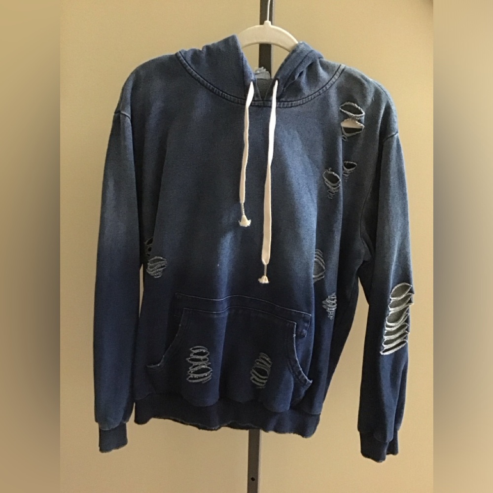 POL Distressed Blue Hoodie NWOT